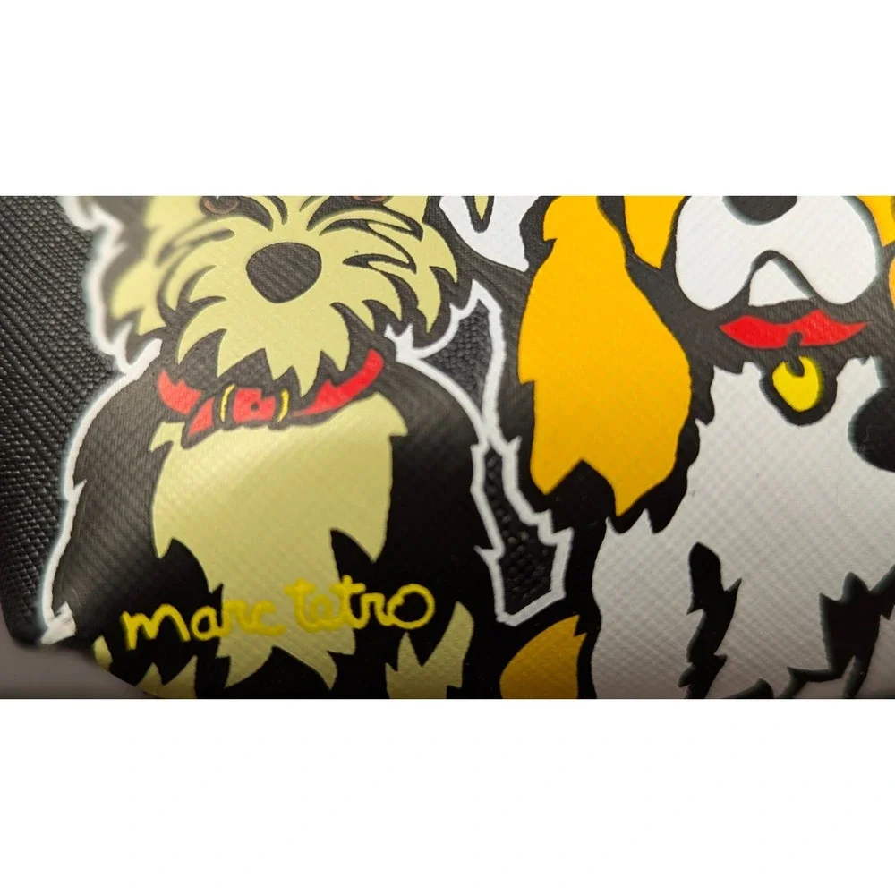 Marc Tetro Dog Group Zippered Cosmetic Bag Travel Pouch Black PVC